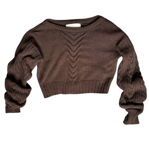 Attire The‎ Studio brown boat neck sweater crop